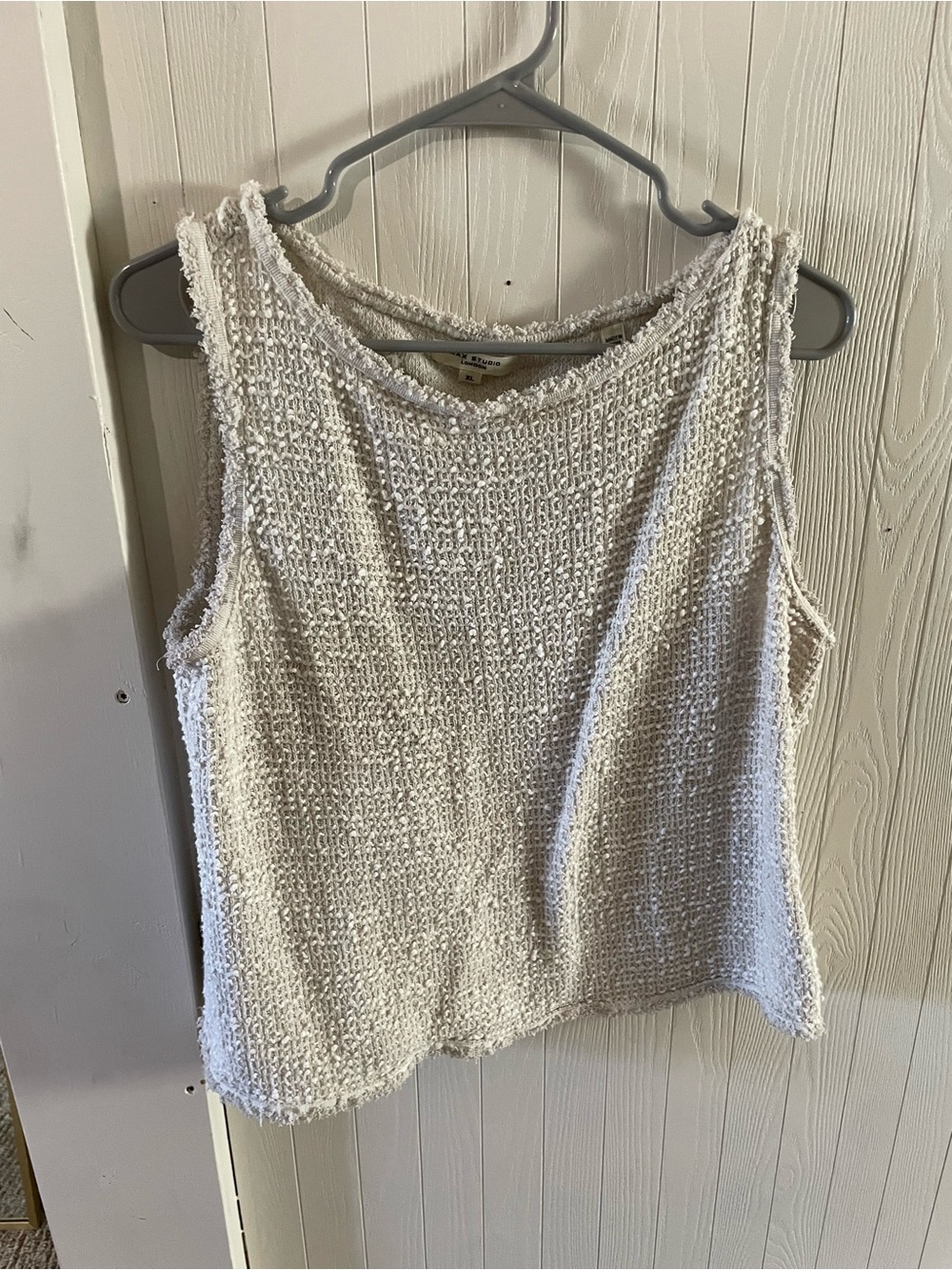 Max Studio Bouclé Cream Tank Top